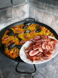 Paella con scampi